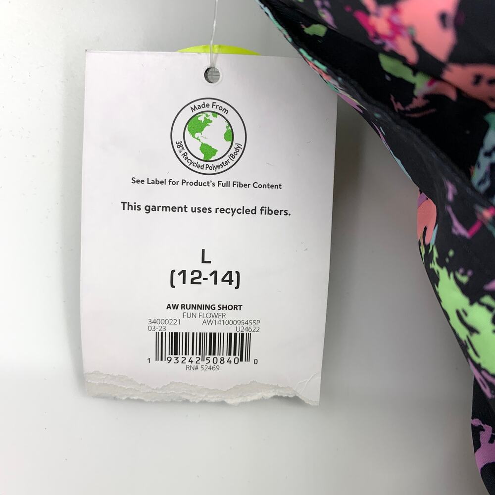 Athletic Works Running Shorts Womens Size Large Fun Flower Neon NEW - Picture 3 of 7